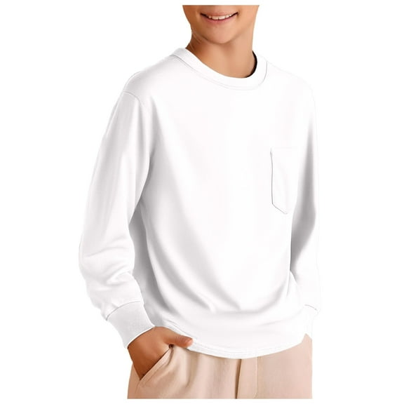 Hessimy Graphic T-Shirt Casual Long Sleeve Crewneck Pullover Teen Toddler Boy girls Cute Print Cotton Trendy Tops Outfits(A45-White,5-6 Years)