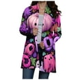 thumbnail image 1 of Hessimy Halloween Sweaters for Women Funny Print Fall Winter Long Sleeve Button Knit Cardigan Sweater(Dark Purple,S), 1 of 9