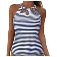 thumbnail image 1 of Hessimy High Neck Tankini Top Backless Bathing Suit Tops for Women Swimsuit Top Key Hole Swim Top Only(Blue,XXL), 1 of 7