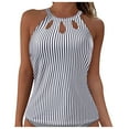 thumbnail image 1 of Hessimy High Neck Tankini Top Backless Bathing Suit Tops for Women Swimsuit Top Key Hole Swim Top Only(Z1-White,L), 1 of 16