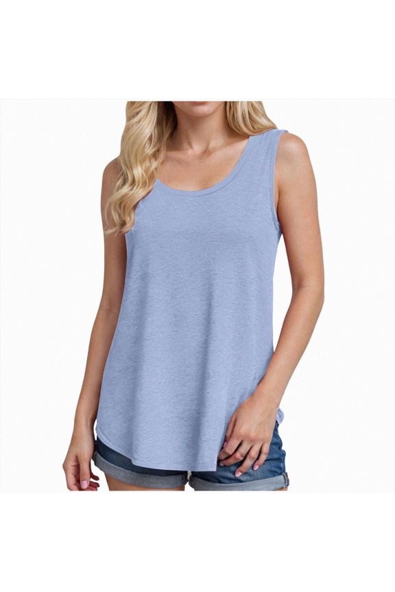 Hollow Out Wrap Sleeveless Camisole Summer Vacation Loose Tank Top Holiday Sleeveless Shirt Casual Vest Women Tank Top(Light Blue,M)