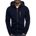thumbnail image 1 of Hessimy Hoodies For Men Men's Casual Pokect Zipper Coat Slim-fit Hooded Cardigan Sweater Zip Up Sweatshirts Fashion Hoodies Black(Navy,L), 1 of 6