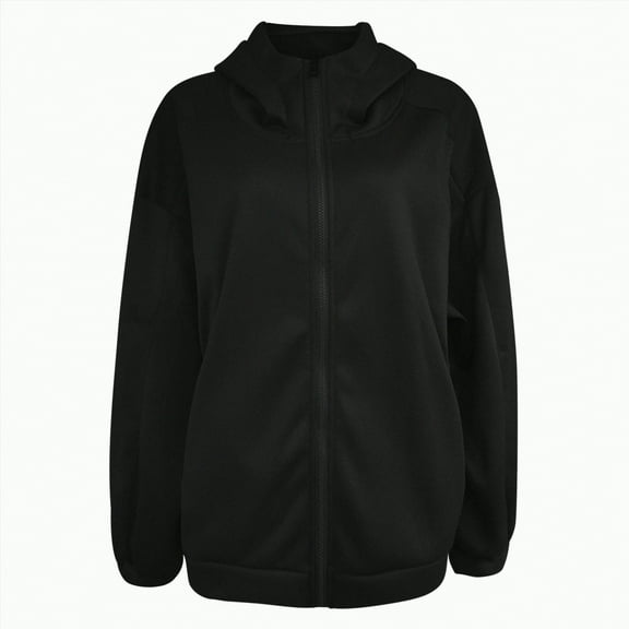 Hessimy Hoodies For Women Zip Up Hoodies Oversized Sweatshirts Fashion Outfits Casual Hoodies Oversized Jackets Long Sleeve Clothes Essentials Hoodie Y2k (Black,XXXXL)