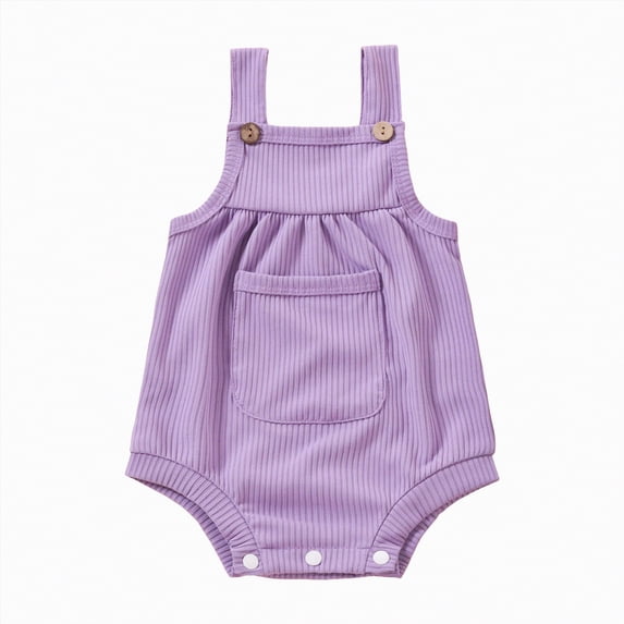 Hessimy Infant Baby Girl Basic Ruffle Short Sleeve Cotton Romper Bodysuit Tops Clothes(Purple