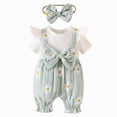 thumbnail image 1 of Hessimy Infant Baby Girl Summer Outfit Funny Letter Short Romper Onesie Short Sleeve Jumpsuit Newborn Coming Home Clothes(Green, 1 of 9