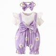 thumbnail image 1 of Hessimy Infant Baby Girl Summer Outfit Funny Letter Short Romper Onesie Short Sleeve Jumpsuit Newborn Coming Home Clothes(Purple, 1 of 9