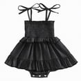 thumbnail image 1 of Hessimy Infant Girl Romper Baby Girls Solid Color Bodysuit Toddler Ruffle Jumpsuit Shirts Casual Tops Baptism Shirt(Black, 1 of 8