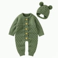 thumbnail image 1 of Hessimy Baby Boys Girls Sweater Fall Winter Long Sleeve Hooded Knitwear Button Down Loose Fitted Outwear Button Cardign Pullover Knit Outerwear (Green,0-3 Months), 1 of 9