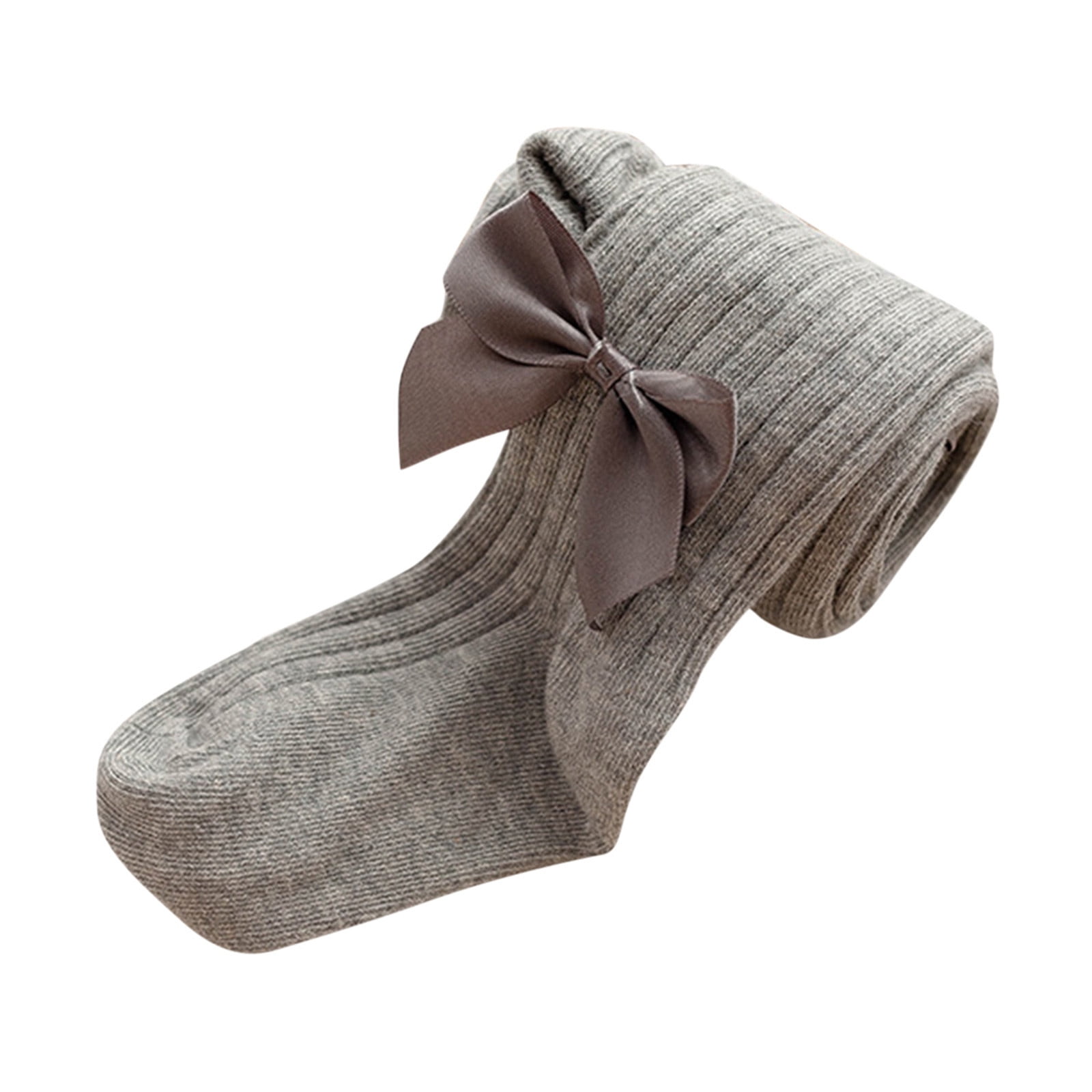 Baby Girls Cable Knit Cotton Tights - Footed Soft Leggings For Infants & Toddlers, Warm Stockings With Bow