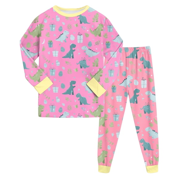 Hessimy Infant Toddler Boys Girls Spring Cute Cartoon Print 2Pcs Long Sleeve Tops Pants Soft Casual Outfits Set, Infant Casual Set(Hot Pink,4-5 Years)