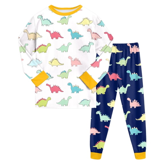 Hessimy Infant Toddler Boys Girls Spring Cute Cartoon Print 2Pcs Long Sleeve Tops Pants Soft Casual Outfits Set, Infant Casual Set(Yellow,3-4 Years)