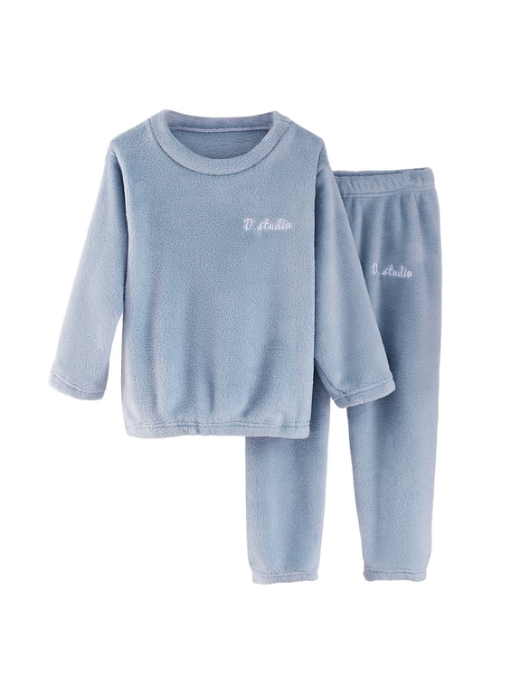 Infant Toddler Boys Girls Spring Summer Cute Cartoon Print 2Pcs Long Sleeve Tops Pants Soft Homewear Sleepwear Pajamas Set, Infant Home Pjs(Blue,5-6 Years)