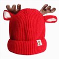 thumbnail image 1 of Hessimy Kids 3D Antler Reindeer Knit Beanie,Cute Winter Warm Folded Cap, 1 of 9