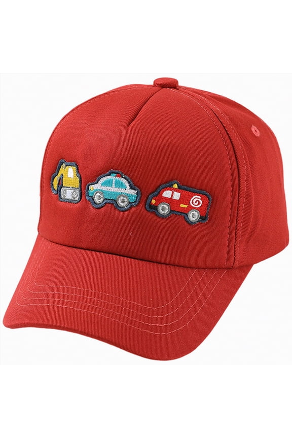 Kids Baseball Cap Adjustable Cotton Toddler Baseball Hat for Boys Girls(Red3-8 Years)