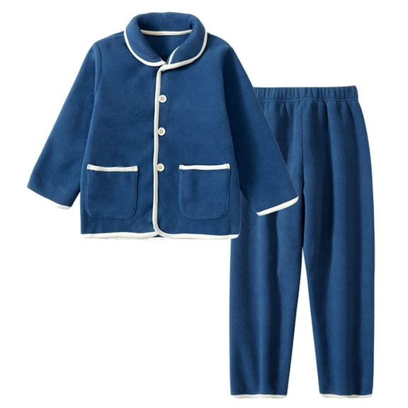 Hessimy Kids Boy Pajama Little boy Sleepwear Cotton Soft Fabric For Children Clothes silk pajamas(Dark Blue,7-8 Years)