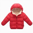 thumbnail image 1 of Hessimy Kids Boys Girls Hooded Down Jacket Winter Warm Fleece Coat Windproof Zipper Puffer Outerwear winter coat Jacket Thick Warm windproof solid colour (Red,3-4 Years), 1 of 4