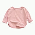 thumbnail image 1 of Hessimy Kids Boys Girls Long Sleeve T-Shirts Baby Toddler Casual Solid Color Crewneck Basic Tops Layering Tees Soft Sleep Wear Back To campus Peplum Bottoming Flounce (Pink,12-18 Months), 1 of 4
