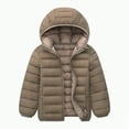 thumbnail image 1 of Hessimy Kids Boys Girls Puffer Jacket Zip up Hooded Winter Coat Child Lightweight Warm Outerwear winter coat candy solid colour long sleeve puffer jacket cotton jacket (Khaki,8-9 Years), 1 of 3