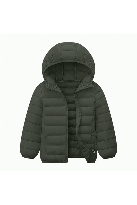 Kids Boys Girls Puffer Jacket Zip up Hooded Winter Coat Child Lightweight Warm Outerwear winter coat candy solid colour long sleeve puffer jacket cotton jacket (AG,8-9 Years)