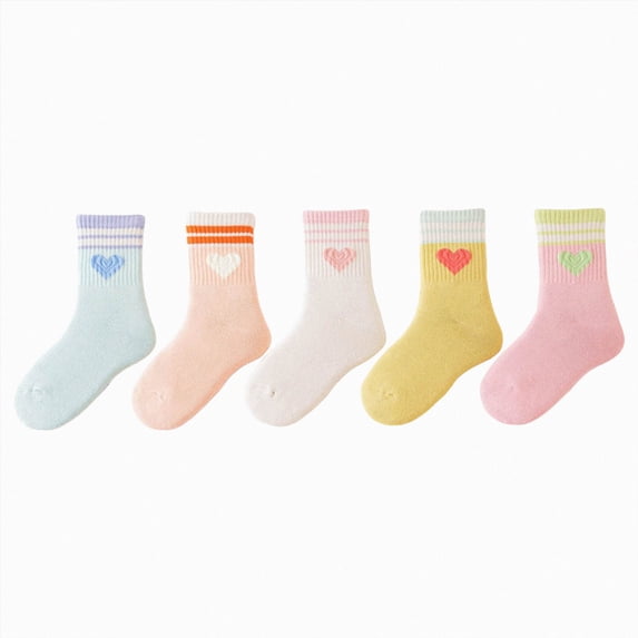 Hessimy Kids Boys Girls Socks Athletic Basketball Youth Sport Crew Cotton Breathable Soft Socks,Multipacks(Pink,4.5-5 Years)