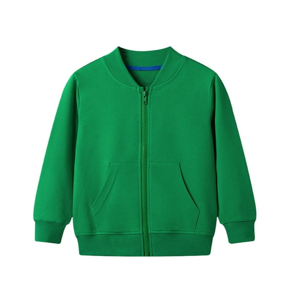 Hessimy Kids Boys Girls Zip Up Hoodie Solid Color Hooded Sweatshirt Hoody Coat With Pocket Outerwear Toddler Boy Hoodie (Green,12-18 Months)