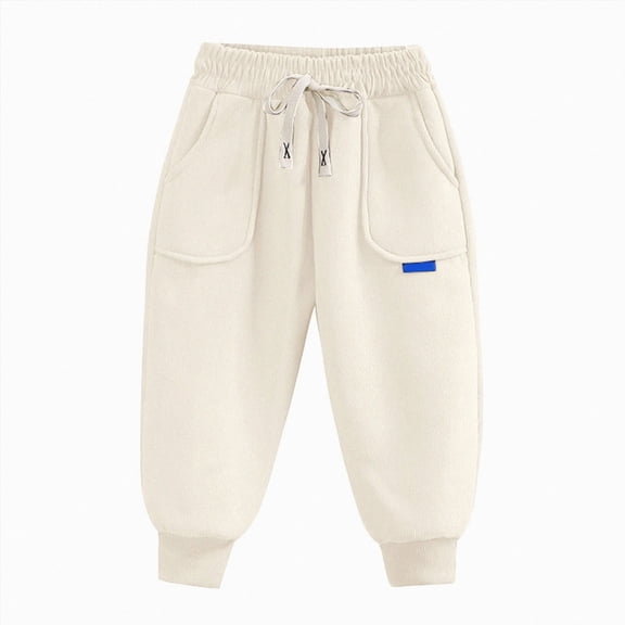 Hessimy Kids Boys Summer Pants Baby Cotton Elastic Waist Pants Toddler Solid Color Casual Trousers (Beige,12-18 Months)