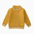 thumbnail image 1 of Hessimy Kids Cardigan Long Sleeve Solid Color Button Sweater Girls Boys Crew Neck Winter Warm Sweater Button Cardign Pullover Knit Outerwear Lightweight (Yellow,18-24 Months), 1 of 4