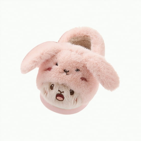 Hessimy Kids Cute Fuzzy Slippers Glow In The Dark Plush House Shoes Boys Girls Light Up Winter Slides Toddler Slippers Toddler Slippers Cute Slippers Winter Keep Warm Slippers (Pink,10)