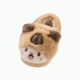thumbnail image 1 of Hessimy Kids Cute Fuzzy Slippers Glow In The Dark Plush House Shoes Boys Girls Light Up Winter Slides Toddler Slippers Toddler Slippers Cute Slippers Winter Keep Warm Slippers (Khaki,1), 1 of 4