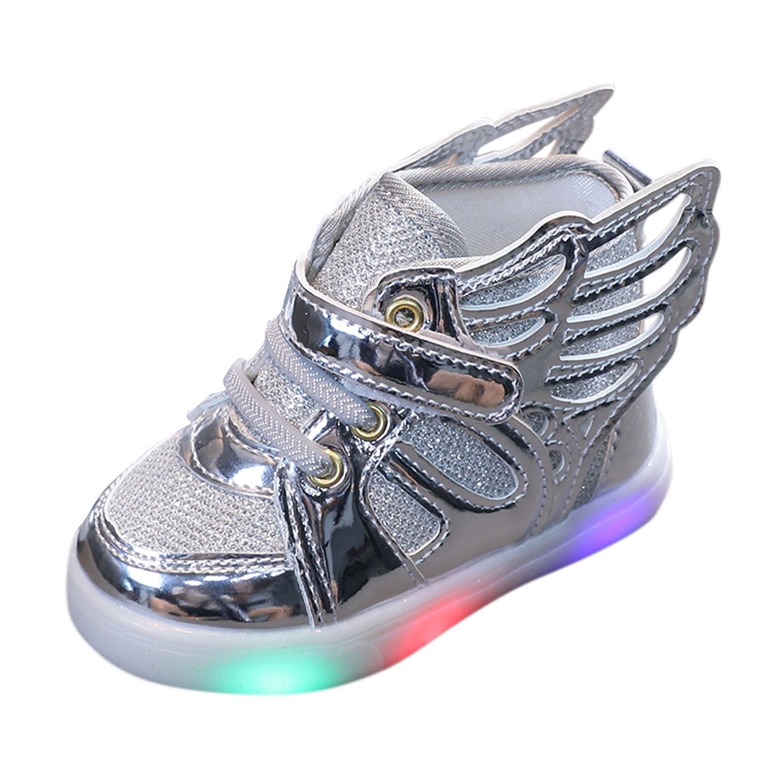 Hessimy Kids LED Light up Shoes Flashing High top Sneakers for Boys and Girls Child Unisex Z02 Silver 4.5 5Years