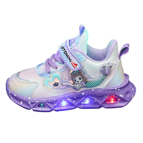 Hessimy Kids Light Up Sneakers Light Up Shoes Toddler Boys Girls LED Lightweight Breathable Walking Shoes Children Luminous Flashing Shoes(A5-Purple,12)