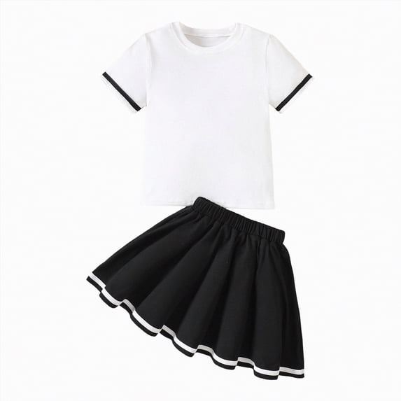 Hessimy Girl's T-Shirt and Shorts Set Cotton Summer Short Sleeve Children Two Pieces Clothing Pants Sets(Black,18-24 Months)
