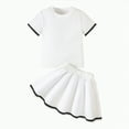 thumbnail image 1 of Hessimy Girl's T-Shirt and Shorts Set Cotton Summer Short Sleeve Children Two Pieces Clothing Pants Sets(White,4-5 Years), 1 of 7