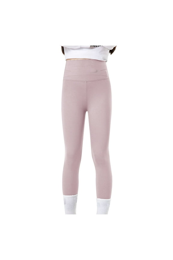 Kids Pants Girls Leggings Dance Running Yoga Pants Workout Active Dance Tights(Purple,7-8 Y)