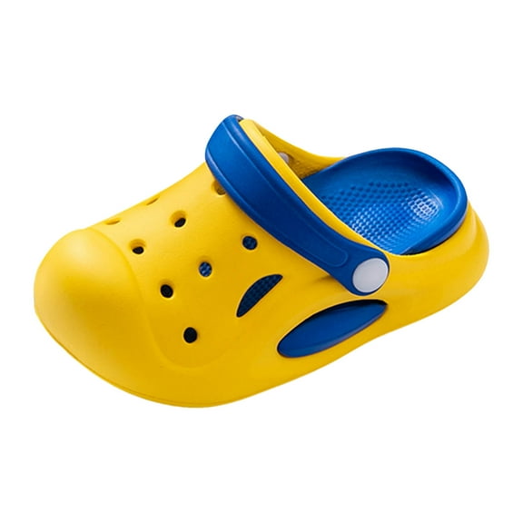 Hessimy Kids Slides Cartoon Slippers Summer Anti-slip Shower Slipper, Fashion Open Toe Sandals for Boys Girls Beach Pool House slippers slippers with arch support kids(Yellow,9)