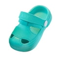 thumbnail image 1 of Hessimy Kids Slides Teens Non-Slip Cushioned Thick Sole Slippers Open-Toe Sandals Solid Color Letter Prnted Home Beach Pool Shower Shoes orthopedic slippers kids(Mint Green,7), 1 of 5
