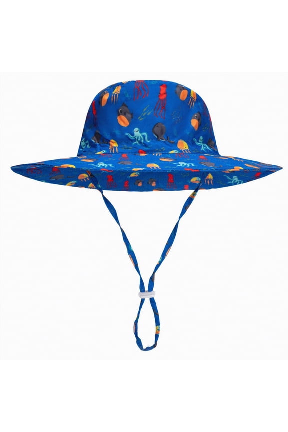 Kids Sun Hat UPF 50+ Boys Girls Protection Hat Wide Brim Beach Hats with Mesh and Adjustable Chin Strap