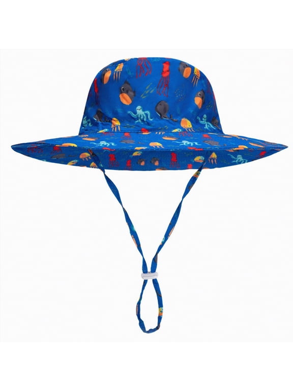 Kids Sun Hat UPF 50+ Boys Girls Protection Hat Wide Brim Beach Hats with Mesh and Adjustable Chin Strap