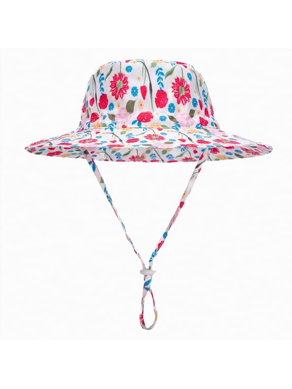 Kids Sun Hat UPF 50+ Boys Girls Protection Hat Wide Brim Beach Hats with Mesh and Adjustable Chin Strap