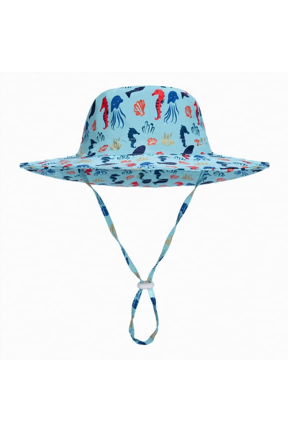 Kids Sun Hat UPF 50+ Boys Girls Protection Hat Wide Brim Beach Hats with Mesh and Adjustable Chin Strap