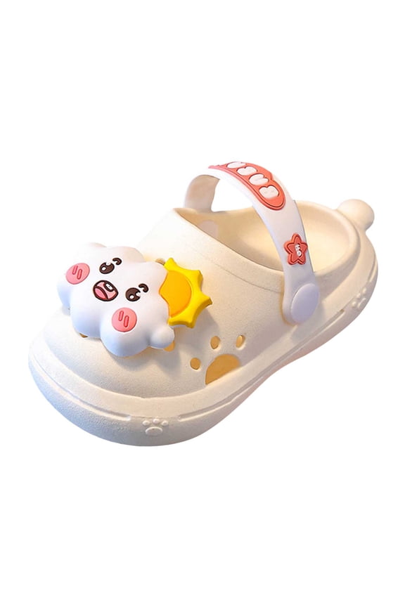 Kids Toddler Boys Girls Cloud Slide Shower Slippers Summer Soft Bottom Non Slip Quick Drying Water Shoes cute house slippers(White,8)