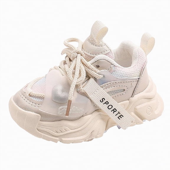 Hessimy Light Up Shoes Toddler Girls Boys Lightweight Led Flashing Glitter Mesh Breathable Adorable Sneakers For Toddler/Little Kid (Beige,9.5)