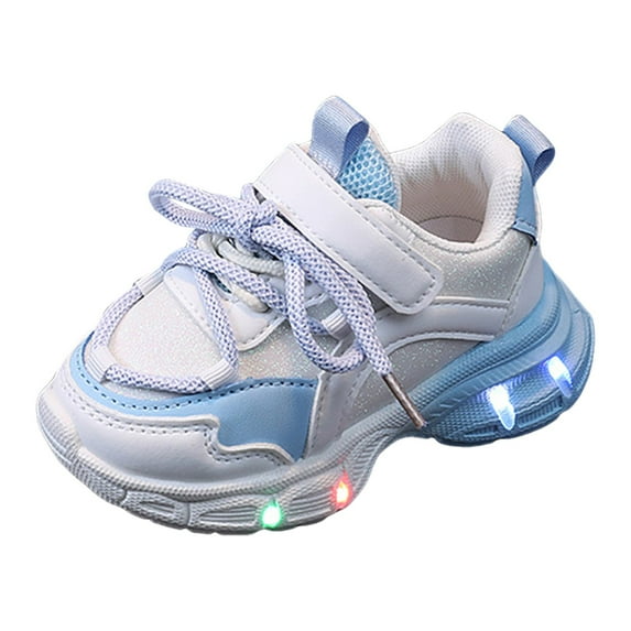 Hessimy Light Up Shoes for Boys Girls Toddler LED Flashing Sneakers Breathable Sport Walking Shoes for Kids(Z02-Blue,2-2.5 Y)