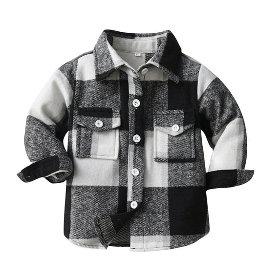 Hessimy Little Big Boys' Girls' & Men's Plaid Flannel Button Down Shirt Family Matching Tops(Z09-Black,11-12 Years)