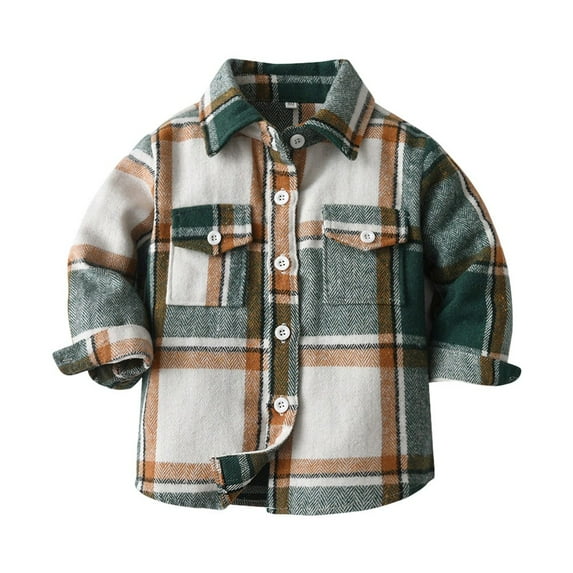 Hessimy Little Flannels Toddler Baby Boys Plaid Flannel Shirts Jackets Long Sleeve Lapel Button Down Shirt Top Outfit(Z08-Blue,3-4 Years)