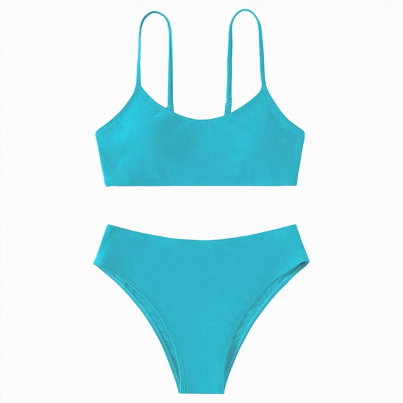 Hessimy Little Girls Two Piece Bikini Set Ruffle Adjustable Summer Beach Bathing Swimsuit(BU1,13-14 Years)
