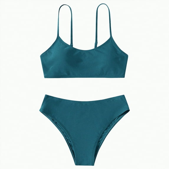 Hessimy Little Girls Two Piece Bikini Set Ruffle Adjustable Summer Beach Bathing Swimsuit(BU2,13-14 Years)