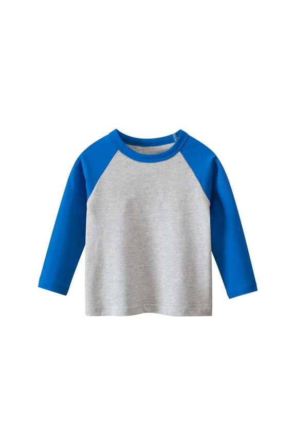Long Sleeve Shirts for Boys, Kids Cotton Blend Plain Printed Tshirts, Full Sleeved Crewneck Tees(A115-Grey,3-4 Years)