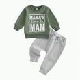 thumbnail image 1 of Hessimy Mamas Little Man Long Sleeve Shirt Crewneck Sweatshirt Jogger Pants Fall Outfits Soft Fleece Sets For Cool Winter Contrast Color (Green,6-12 Months), 1 of 7