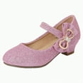 thumbnail image 1 of Hessimy Mary Jane Little Girls Dress Shoes Toddler Baby Ballet Flats Flower Girls Wedding Party Bow Princess Kid Shoes school performance shoes Rhinestone Sequin (Pink,12.5), 1 of 4